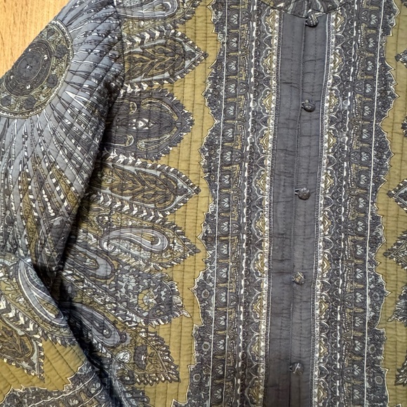 Blair Paisley Reversible Jacket Womens L Gray and Gold Quilted Coat - Picture 2 of 10